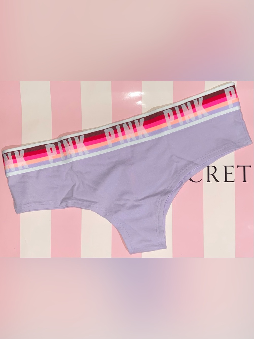 Victoria’s Secret Pink panties PINK Cheekster PINK neon stripes cotton panties